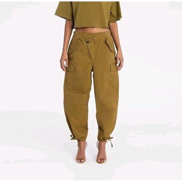 Kahlana Pants - KBB by KAHLANA Women's Mid-Rise Straight Leg 'The Cargo Jogger' - Tan S NWT